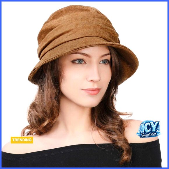 Vintage Cloche Bucket Hat Packable Fedora Adjustable Drawstring Winter main image 6